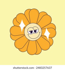 simple colorful flower mascot icon illustration