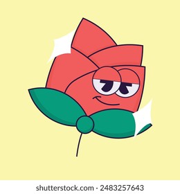 simple colorful flower mascot icon illustration