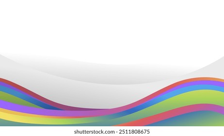 Simple Colorful Gradient Abstract Wave on White Background With Copy Space