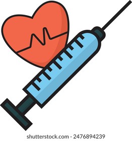 simple colorful heart and injection back to school icon