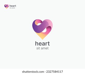 Simple colorful heart logo gradient