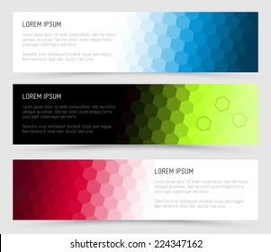 Simple colorful horizontal banners - with square motive