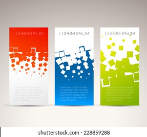 Simple colorful horizontal banners - with square motive