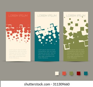 Simple colorful horizontal banners - with square motive and retro colors