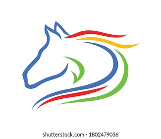 Simple Colorful Horse Head Symbol with Silhouette Style