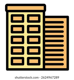Simple colorful icon of a multi storey building representing modern architecture