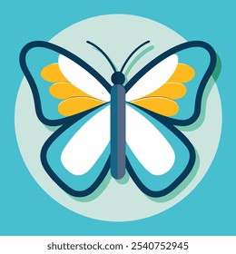 A simple and colorful illustration of a butterfly, perfect for adding a touch of whimsy to your designs. This graphic is ideal for kids' products, nature-themed projects.