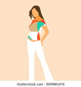 Simple and colorful illustration with fashion girl.