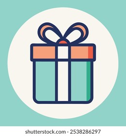 A simple and colorful illustration of a gift box with a bow, perfect for adding a festive touch to your designs.  This vector illustration is ideal for web design, app icons.