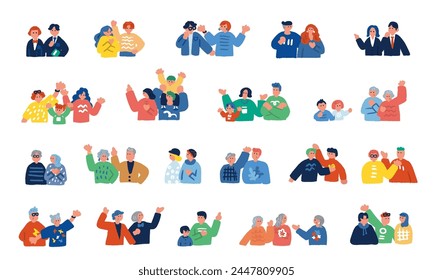 Simple and colorful illustration set of large group of people