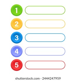 Simple Colorful Infographic Banners 5 Numbers with Icons. Used for presentation, education, marketing, project, strategy. Business concept. Vector illustration