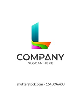 Simple colorful initial letter L business logo design.