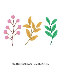 Simple Colorful Leaf Branches Vector for Digital Use