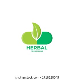 Simple and colorful leaf on capsule logo