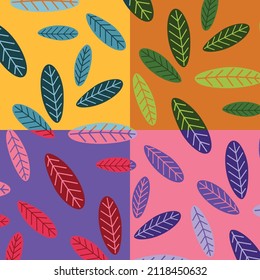 Simple Colorful Leaves Pattern, Vector, Illustration