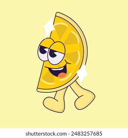 simple colorful lemon mascot icon illustration