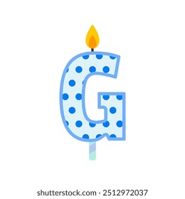 simple colorful letter g birthday candle flat vector illustration isolated on white background