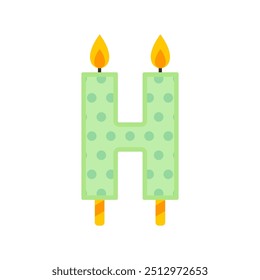 simple colorful letter h birthday candle flat vector illustration isolated on white background