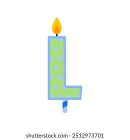 simple colorful letter l birthday candle flat vector illustration isolated on white background