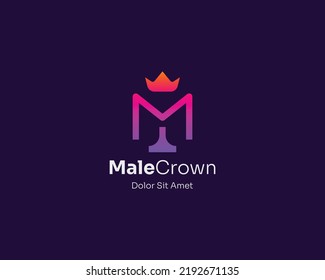 Simple colorful letter m with crown logo gradient