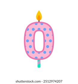 simple colorful letter o birthday candle flat vector illustration isolated on white background