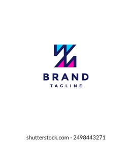 Diseño de logotipo de iniciales WM de letras de colores simples. Las iniciales simples W y M forman la letra Z Diseño del logotipo.
