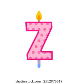 simple colorful letter z birthday candle flat vector illustration isolated on white background