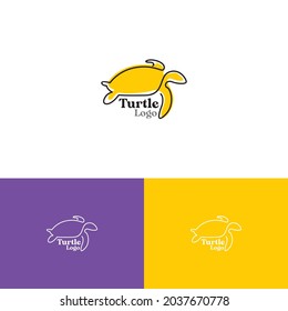 Simple and colorful line art outline logo , Animal logo icon vector template Turtle Logo