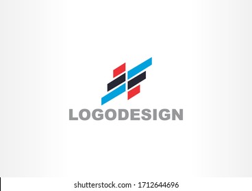 Simple colorful line vector logo identity concept