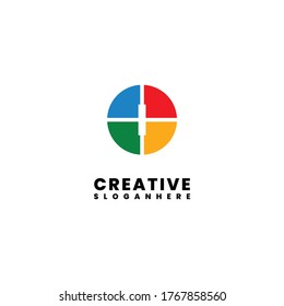 simple colorful I logo letter design concept isolated on white background.