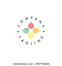 Sencilla y colorida plantilla de logotipo con una flor estilizada.