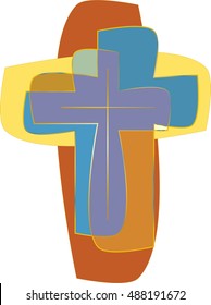 Simple colorful modern abstract cross - logo element for medals, or Churches, communities, organizations, charity or events.