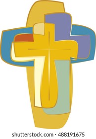 Simple colorful modern abstract cross - logo element for medals, or Churches, communities, organizations, charity or events.