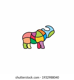 A simple colorful and modern rhinoceros logo design