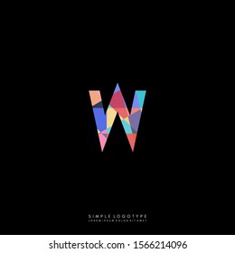 Simple colorful modern W logotype creative design concept.