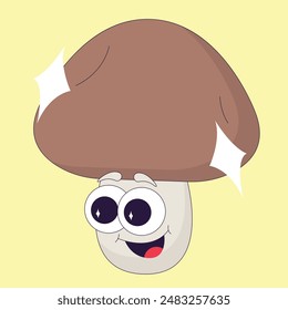 simple colorful mushroom mascot icon illustration