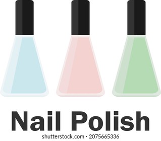 Simple colorful nail polish icons in flat style. Vector illusion