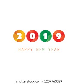 Modelo de design de cartão de ano novo colorido simples, capa ou fundo - 2019