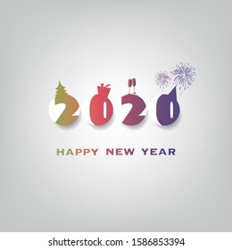 Simple Colorful New Year Card, Cover or Background Design Template - 2020