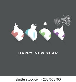 Simple Colorful New Year Card, Cover or Background Design Template - 2022