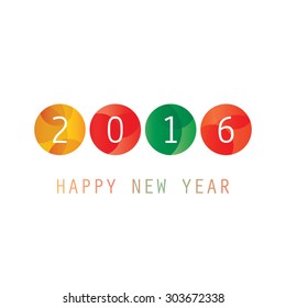 Simple Colorful New Year Card, Cover or Background Design Template - 2016