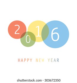 Simple Colorful New Year Card, Cover or Background Design Template - 2016