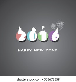 Simple Colorful New Year Card, Cover or Background Design Template - 2016