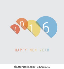 Simple Colorful New Year Card, Cover or Background Design Template - 2016