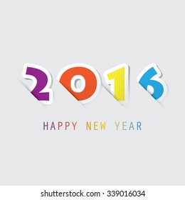 Simple Colorful New Year Card, Cover or Background Design Template - 2016