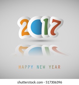 Simple Colorful New Year Card, Cover or Background Design Template With Holiday Icons - 2017
