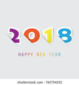  Simple Colorful New Year Card, Cover or Background Design Template - 2018