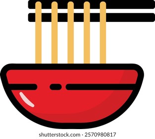 simple colorful noodle bowl icon illustration design