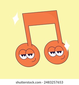 simple colorful notes mascot icon illustration