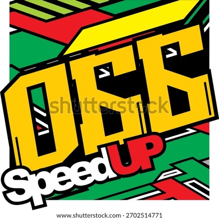 Simple colorful number 066 vector, SPEED UP text, abstract lines background.